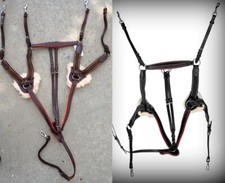 5 Point Elastic Breastplate Martingale Running Attach Black/ Brown w/Red PONY