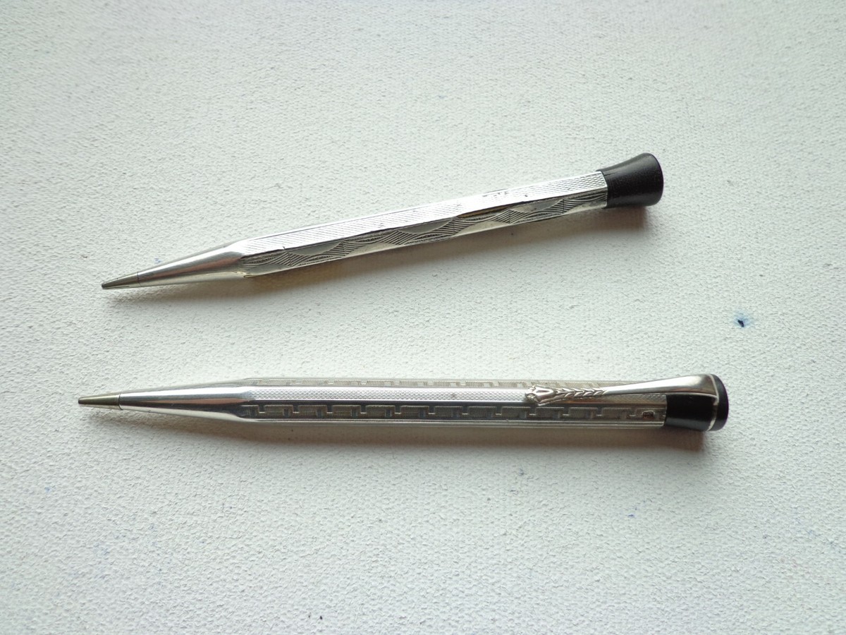 その他 2 SET Antique Silver Propelling Pencils Antique 1900s Mechanical Propelling Pencil Silver 830 and 800 SET