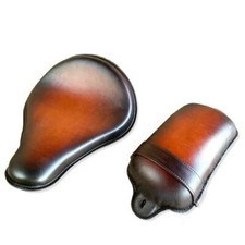 13x15 Brown On Brown Spring Tractor Seat Pad Leather Harley Softail Chopper Bobb