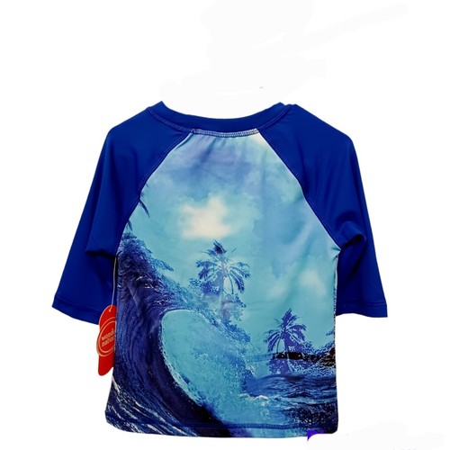 Wonder Nation Rash Guard Swim Shirt 14/16 Boys Blue Shark Short Sleeve - Picture 2 of 2
