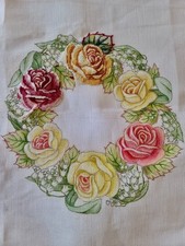 Vintage Needlepoint Canvas Wreath of Roses Royal School of Needlepoint