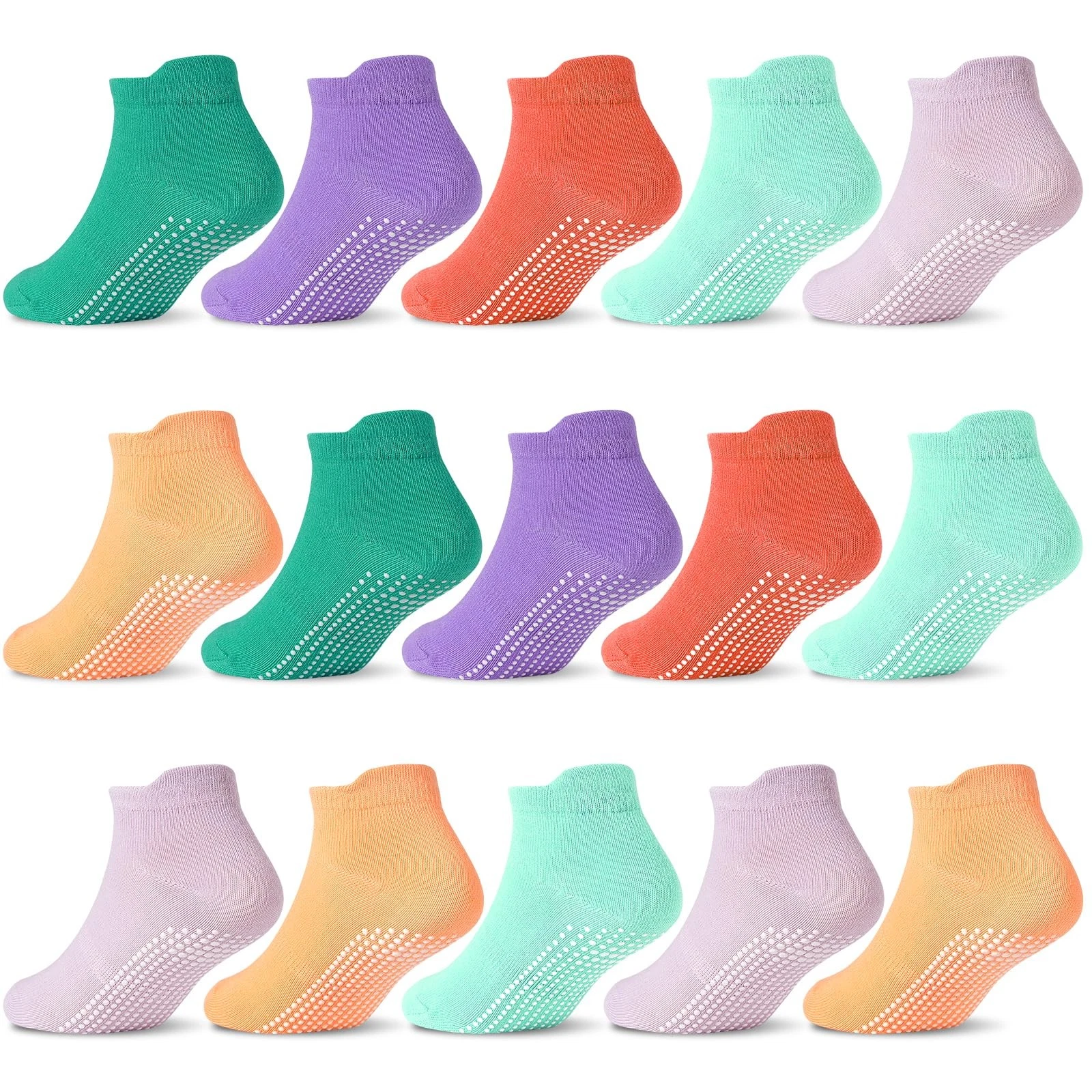 Non Slip Toddler Socks 15 Pairs Toddler Grip Anti Skid Low Cut Socks for Boys...