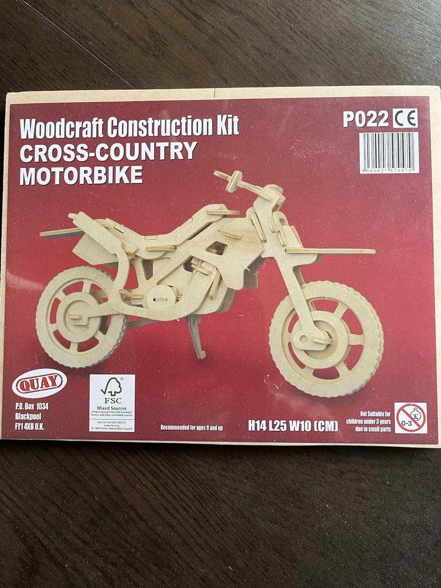 Kit Di Costruzione In Legno Quay Cross Country Moto - Modello 3D FSC, 14x25x10 Cm, Da Assembliare E Verniciare, Per Bambini E Adulti - 4