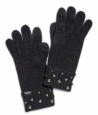 VICTORIA'S SECRET BLACK BLING GEM SPARKLE KNIT SOFT GLOVES MITTENS WINTER GLAM