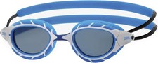 ZOGGS Predator Swim Goggles  Blue/White - Tinted Smoke Lens  Regular Fit