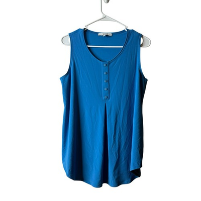 #ad Sympli Blue Button Sleeveless Blouse Tank Top Size 12 $24.99
