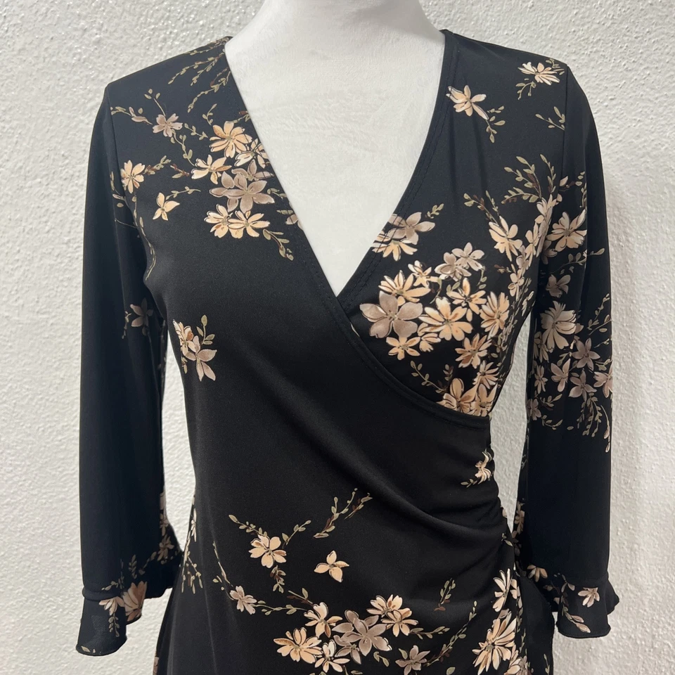 Vestido Vintage Jonathan Martin Y2K Floral Boho Envolvente Talla Mediana Foto 4 de 4