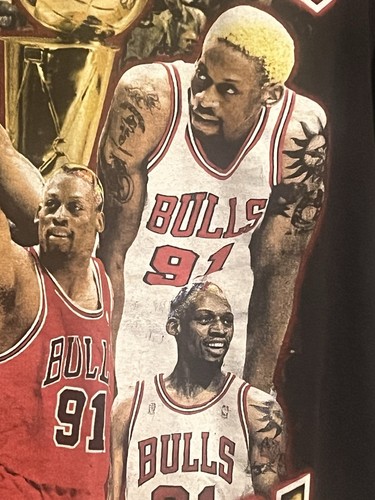 Rodman Chicago Bulls Shirt Mens Medium Black Short Sleeve NBA Basketball Dennis - Picture 8 of 13