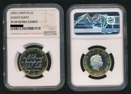 Great Britain: 2009 QEII £2 2 Pounds Robert Burns PROOF NGC PF69 ULTRA CAMEO