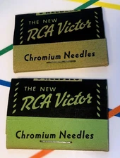 2 NOS Green packs of RCA Victor Chromium Needles for Phonograph Gramophone