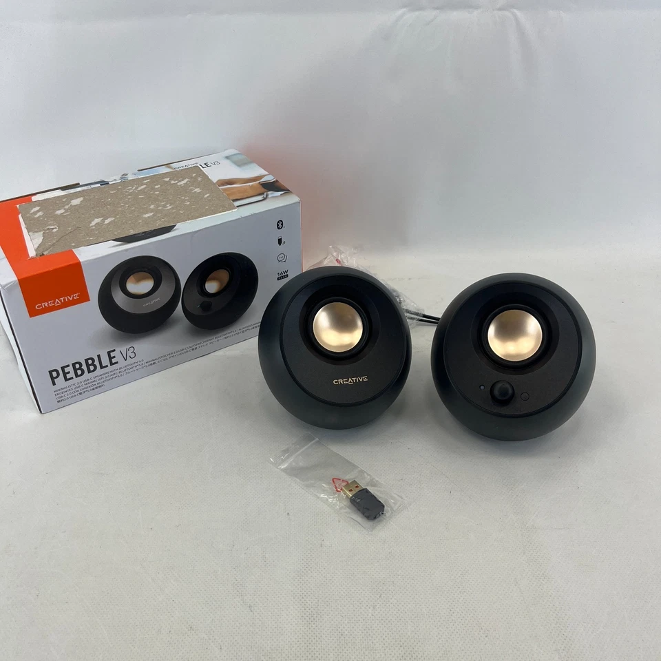 Creative Pebble V3 minimalistische USB-C-betriebene Bluetooth-Desktop-Lautsprecher schwarz