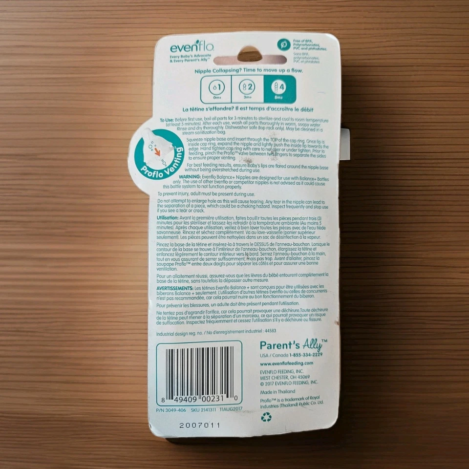 Evenflo Balance + Pezones Ventilados Cuello Ancho 8m + Flujo Rápido Corte X Foto 2 de 2