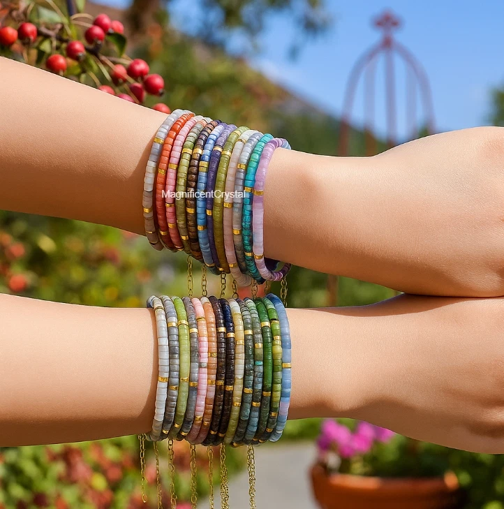 Minimalist Carnelian Bracelet Tube Beaded Red Agate Boho Jewelry Birthday Gifts - Image 3 of 4