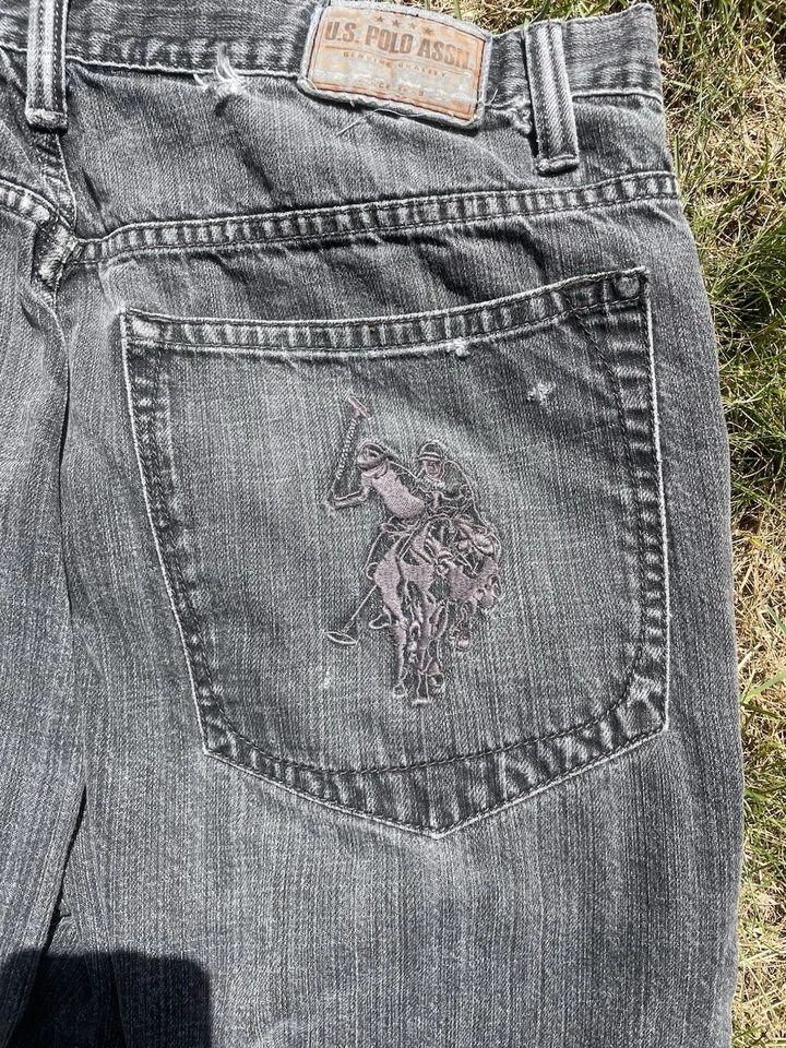 Pantalones de mezclilla vintage de Estados Unidos Polo Assn para hombre 38x30 holgados grunge Y2K gris carbón negro Foto 4 de 4