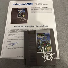 RARE VANILLA ICE SIGNED AUTOGRAPHED NINTENDO NES GAME ACOA LOA TMNT NINJA TURTLE