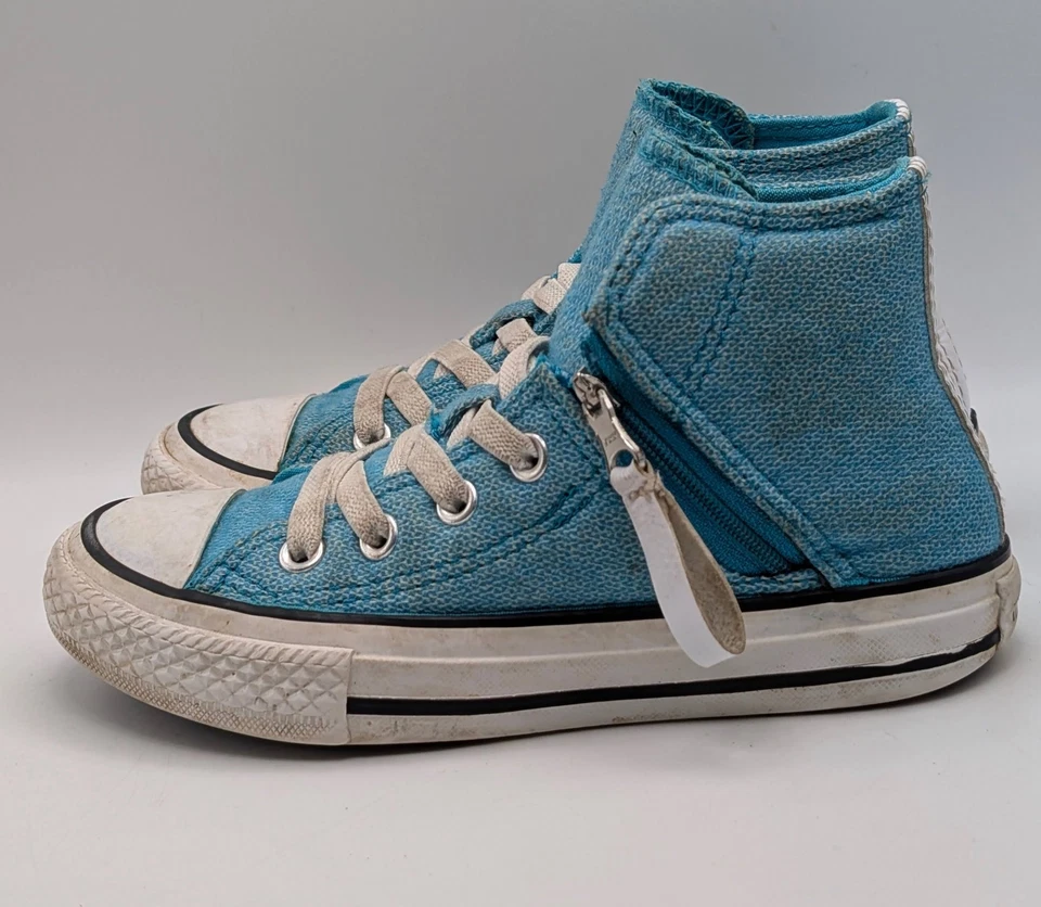 Camisetas altas Converse Chuck Taylor talla Junior 11 verde azulado blanco cremallera lateral acolchado cómodo Foto 4 de 4