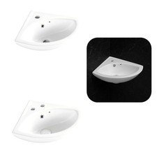 Modern Corner Ceramic Small Cloakroom Basin Hand Wash Wall Hung Bathroom Sink