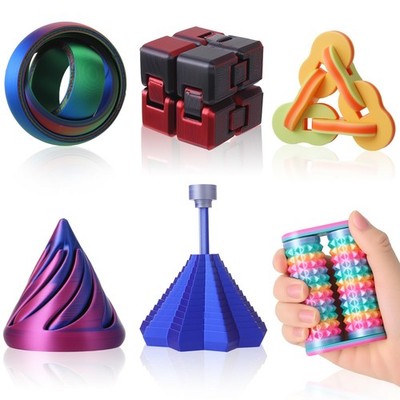 6 Pack Fidget Toys Set Spinning Ball 3D Cube Infinity Cube Massage Roller Sta...