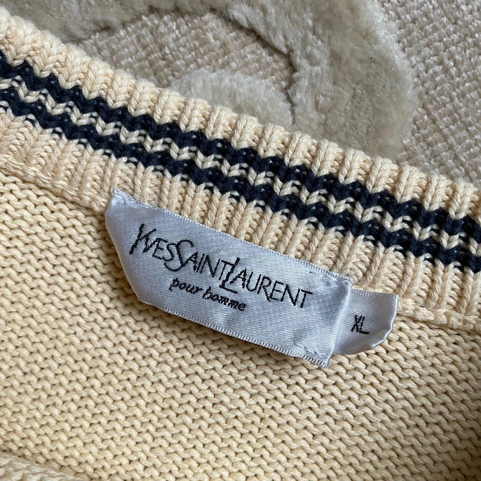 ⭐ Suéter Jersey Tejido Yves Saint Laurent Años 2000 Vintage Mini Logo XL YSL Foto 3 de 4