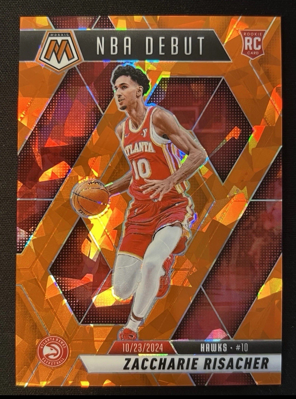 ZACCHARIE RISACHER 2024-25 Panini MosaiC NBA Debut #Orange Ice RC#/49🔥HAWKS