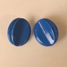 Vintage Unsigned Blue Enamel Textured Oval Clip On Earrings Women's Accessory