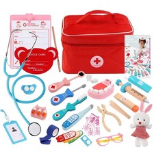 Children's Wooden Pretend Play Doctor Toys Set Medical Simulation Toy for Kids
