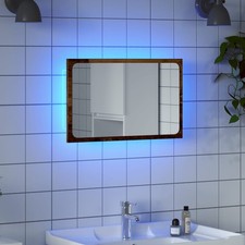 vidaXL Specchio da Bagno con Luci LED Legno Antico 60x8,5x38 cm