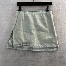 Liz Claiborne Womans Skirt Skort Blue Petites 2 Geometric Cotton Zip Short
