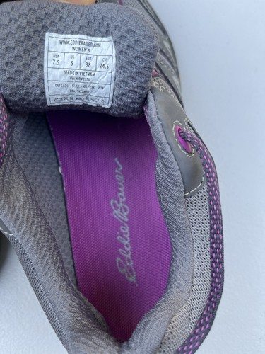 Scarpe da trekking Eddie Bauer Lukla basse grigie bacche impermeabili Vibram da donna taglia 7,5 - Foto 6 di 8
