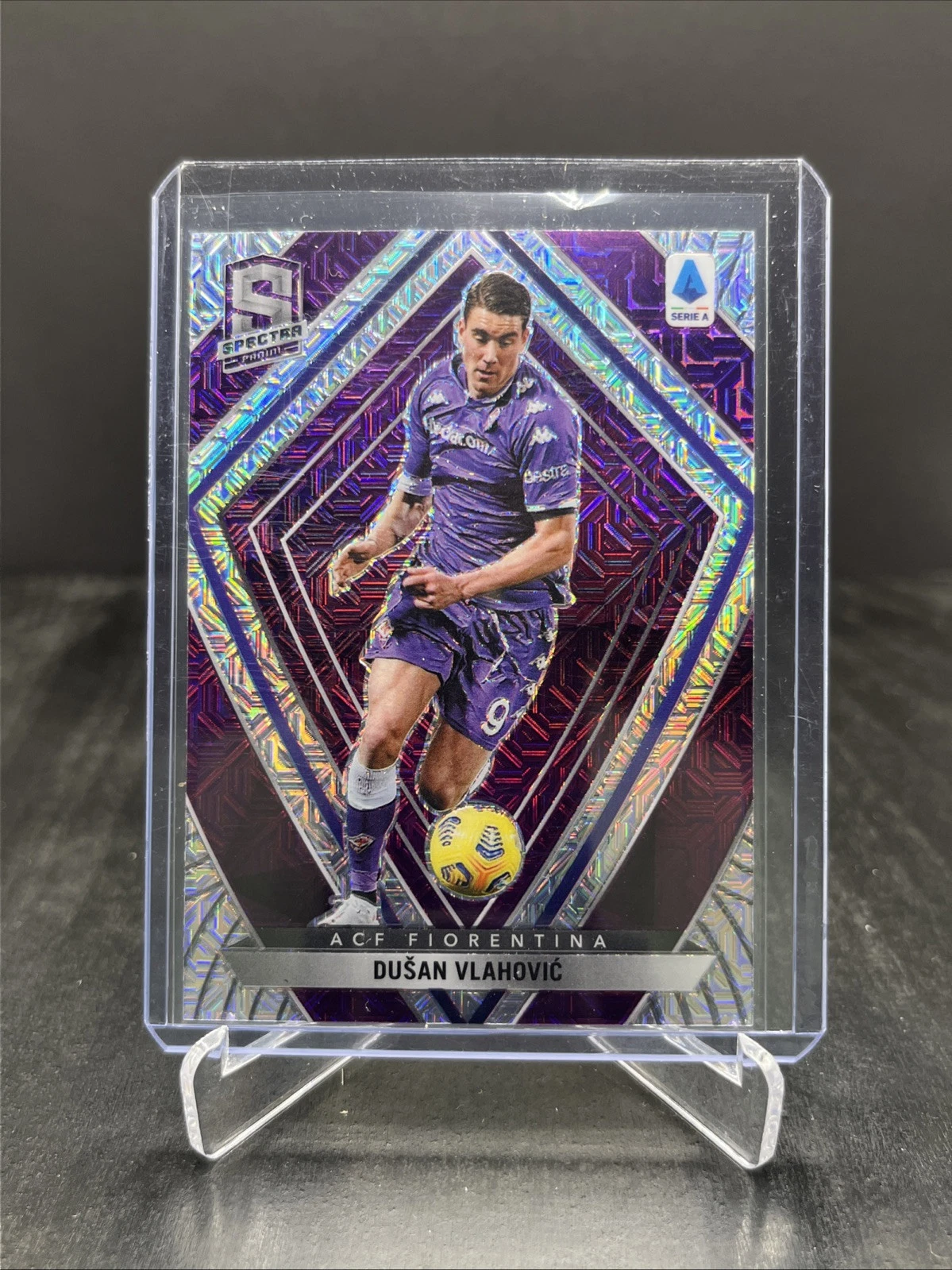 2020-21 Panini Chronicles Spectra Soccer Dusan Vlahovic Purple Mojo #23
