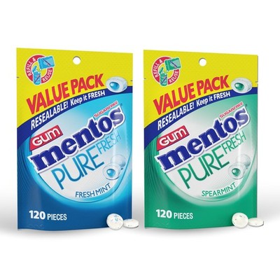 Mentos Pure Fresh SugarFree ChewingGum with 120 Count (Pack of 2), Mint