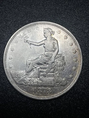 1873 Philadelphia Trade Silver Dollar $1 XF Extra Fine Details Cleaned