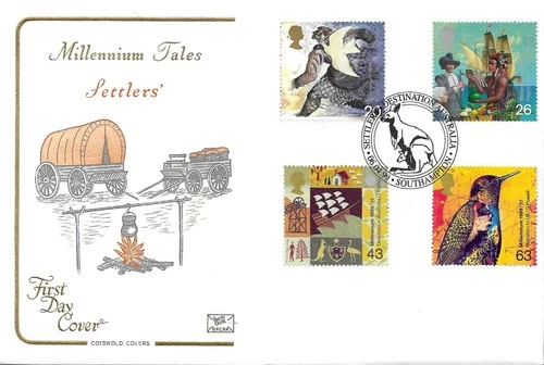 1999 Tales - Settlers, Cotswold FDC (unaddressed),  Destination Australia SpHS