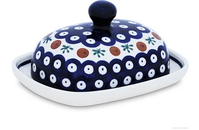 kleine Bunzlauer Keramik Butterdose oval für 125g (1/2 Stück Butter) Dekor 41 - Bild 1 von 3