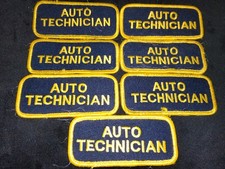 "Auto Technician" 7 Vintage Embroidered Name Tag for Work Uniform. 408
