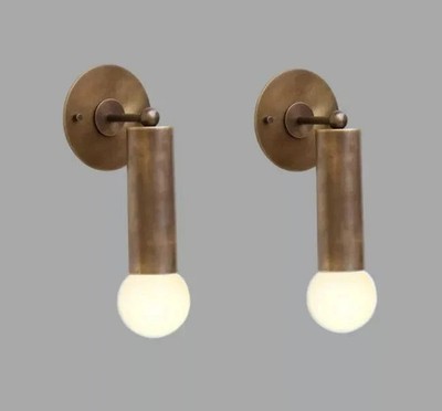 Paar Wandleuchten - gealtertes Messing Mid Century Modern italienische minima...
