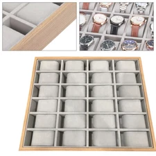 24 Slot Watch Box Wooden Display Case Organizer Jewelry Storage Case