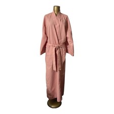 VTG Bill Blass Men  s One Size Belted Vertical Red White Grey Robe Pockets READ 