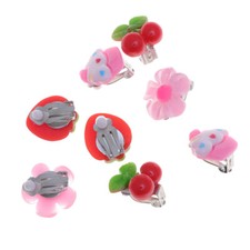 4 Pair Cartoon Ear Dangle Girls Ear Clip Toddler Cosplay Jewelry Fruit Ear Stud
