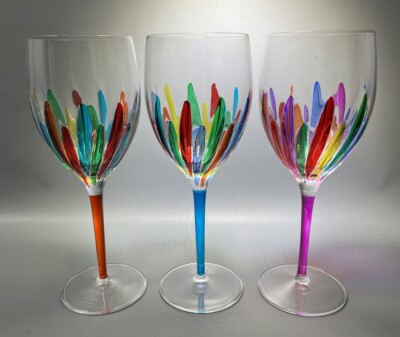 Incanto Venetian Glass Wine Glass Handmade in Italy Murano Glass - Set of 3