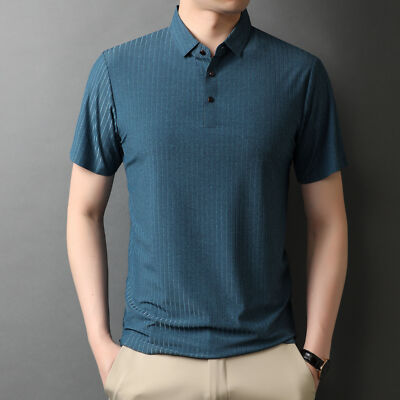 ZONBAILON Simple Polo Shirt Men's Stripe Outdoor Sports Short