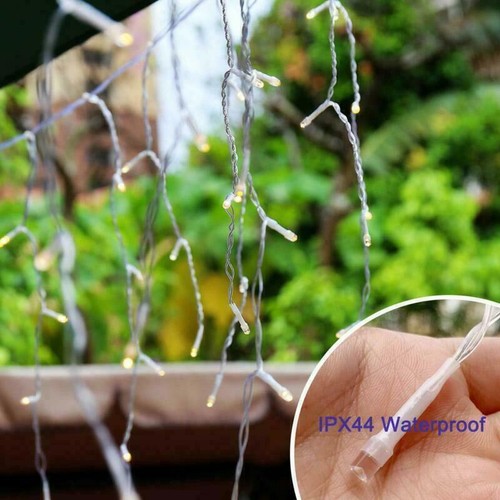 Christmas Icicle Lights Outdoor LED Curtain Fairy String Light Xmas Party Decor - Picture 8 of 41
