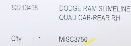 NEW OEM Mopar Side Window Air Deflector Rear Right 82213498-RRH Dodge Ram 09-18 - Picture 2 of 3