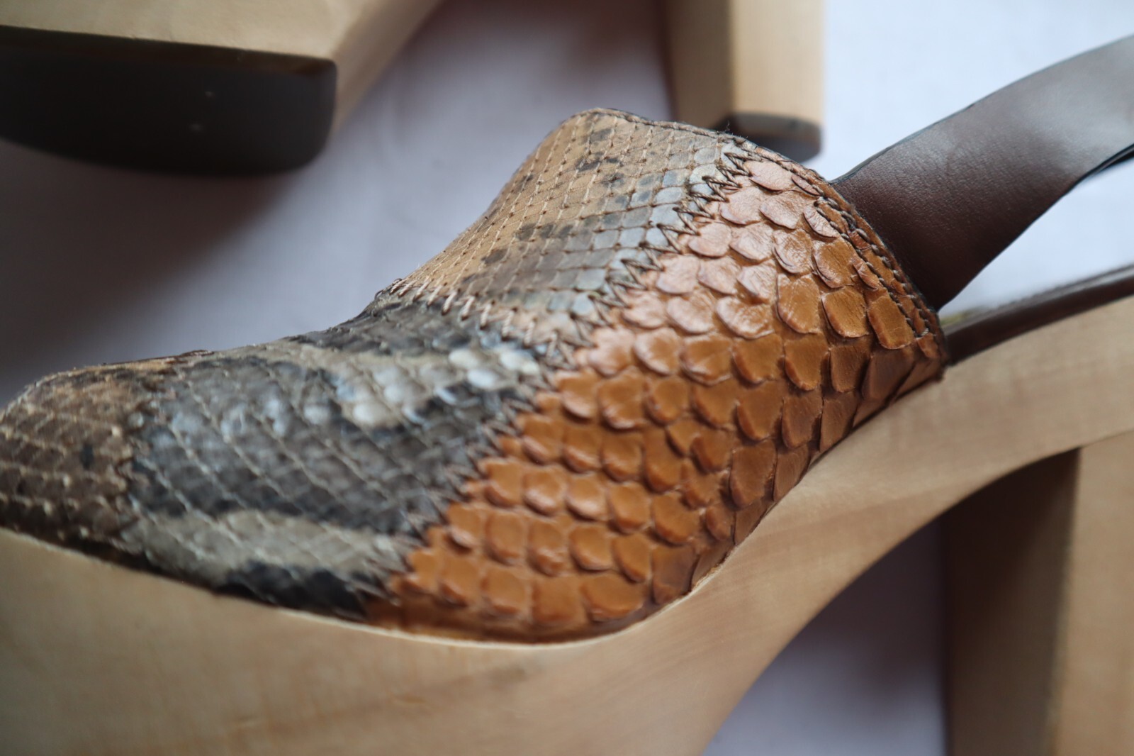 Patchwork Snake Pattern COACH Petrina Peep Toe Sl… - image 5