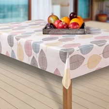 Wachstuch-Tischdecken Abwaschbar Blätter. bunt/weiß rechteckig