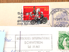 2 receipts Austria Motorcycle 1983 + France Schweyen stamp motocross 1982