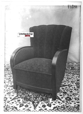 Glasplatte altes Foto positiv schwarz-weiß 13x18 cm Sessel Vintage