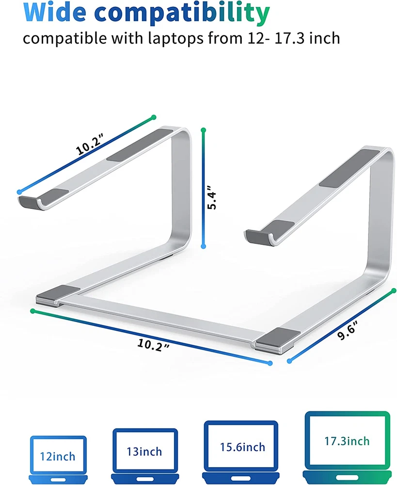 Laptop Stand for Desk, Metal Computer Riser, Heavy Stable PC Holder, Ergonomic L
