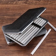 Faux Leather Metal Cigarette Case Box Double Sided Clip Holder 20 Cigarette M12