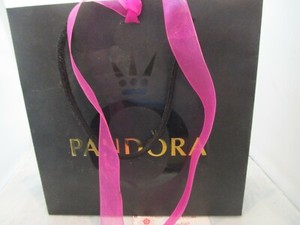 Vintage Black Pandora Gift Bag Shopping Bag with Ribbon Used One Time